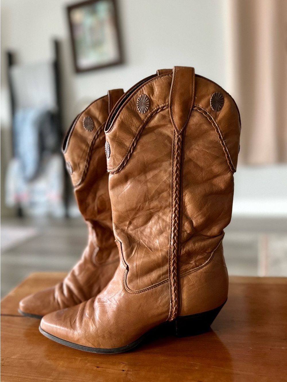 Vintage 1990s Laredo Brown Leather Western Pull-On Boots - Picture 11 of 11